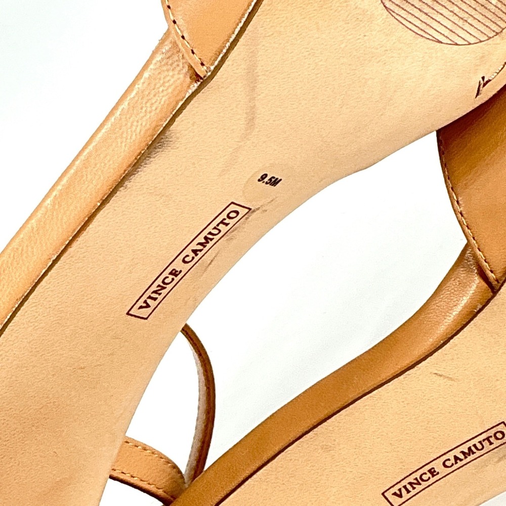 Vince Camuto Size 9.5 Leather Block Heel Ankle Strap Sandals Tan Natural‎ Haydin - Picture 6 of 12